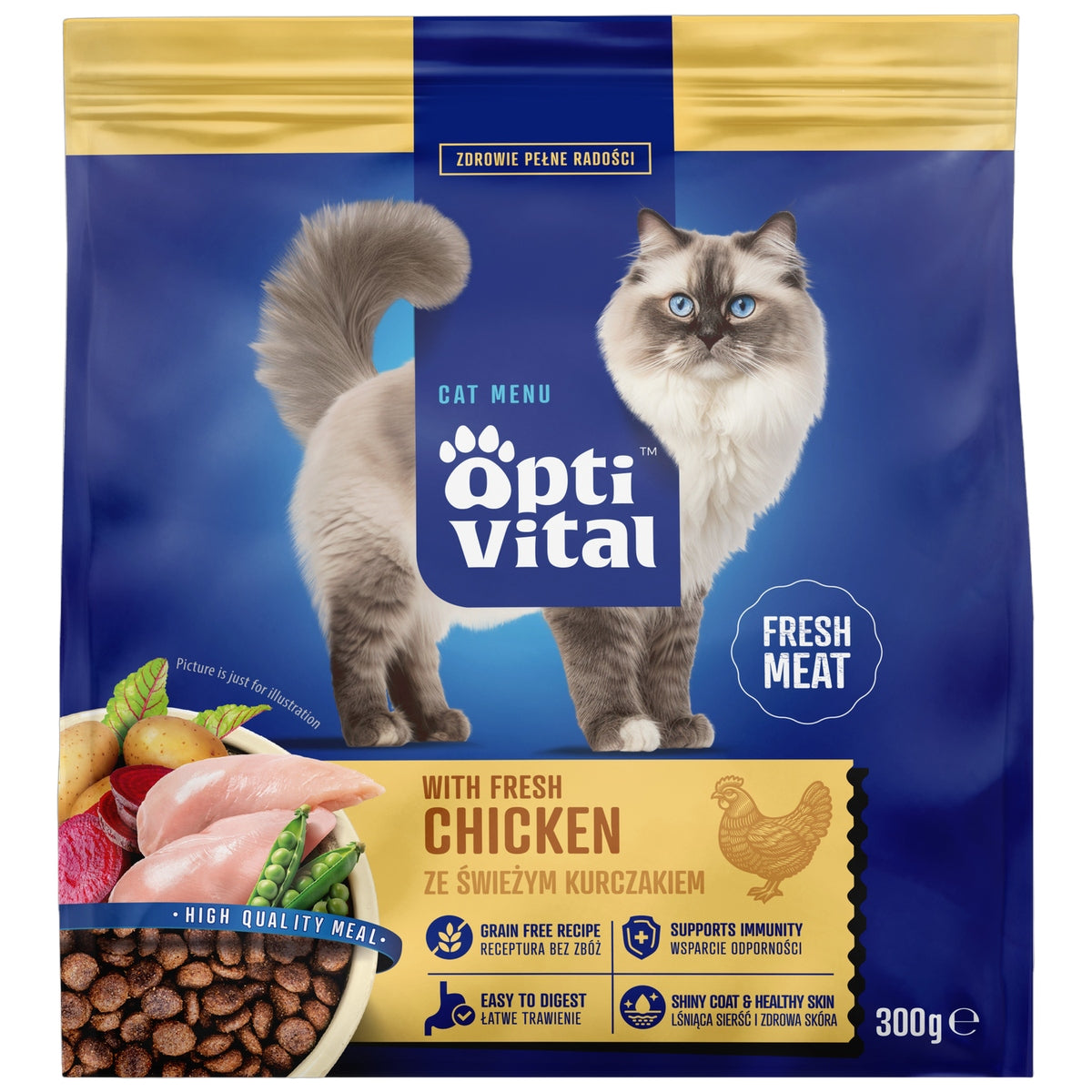OPTIVITAL Complete Cat Food with Chicken 300g x2 Packaging status original