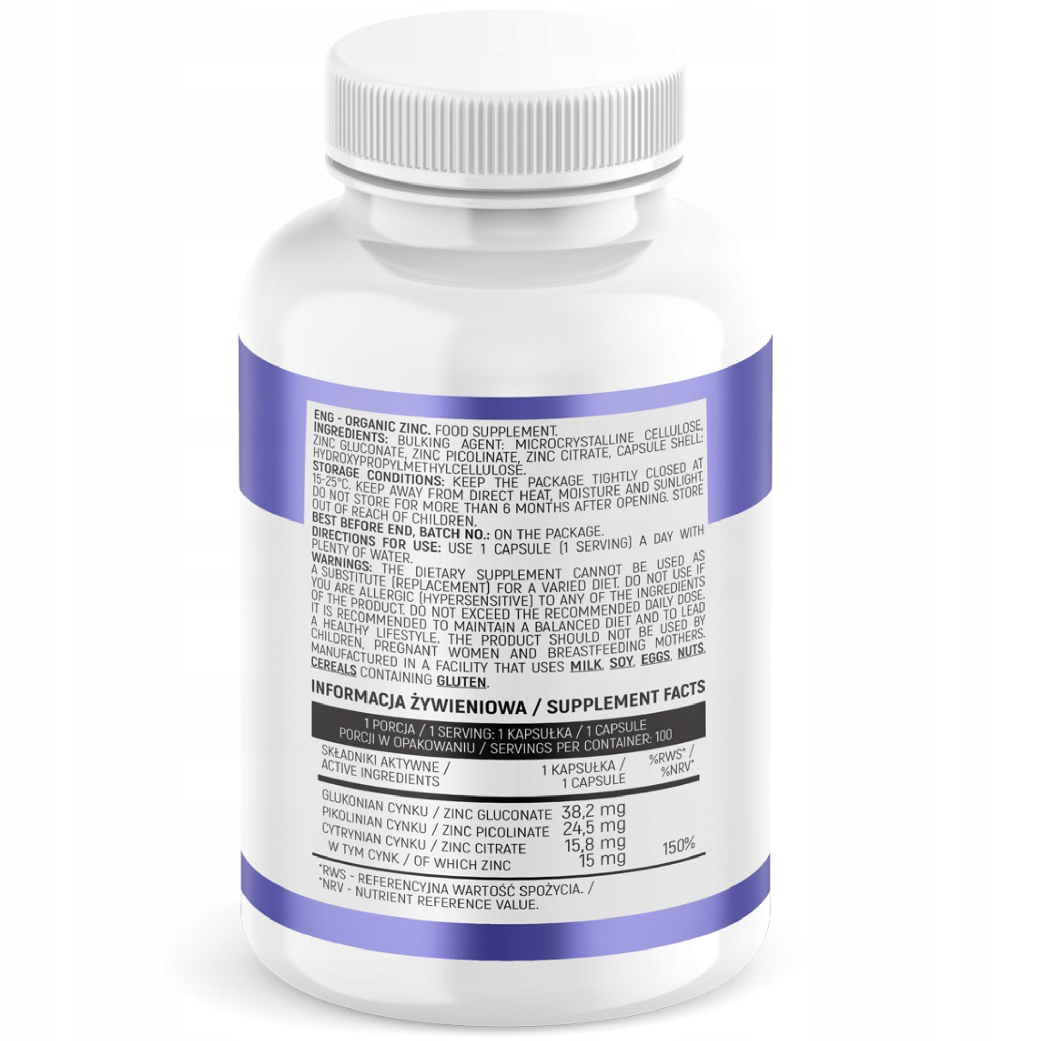 ORGANIC ZINC | GLUCONATE PICOLINATE CITRATE | INSPORT SHORT TERM Medical device no