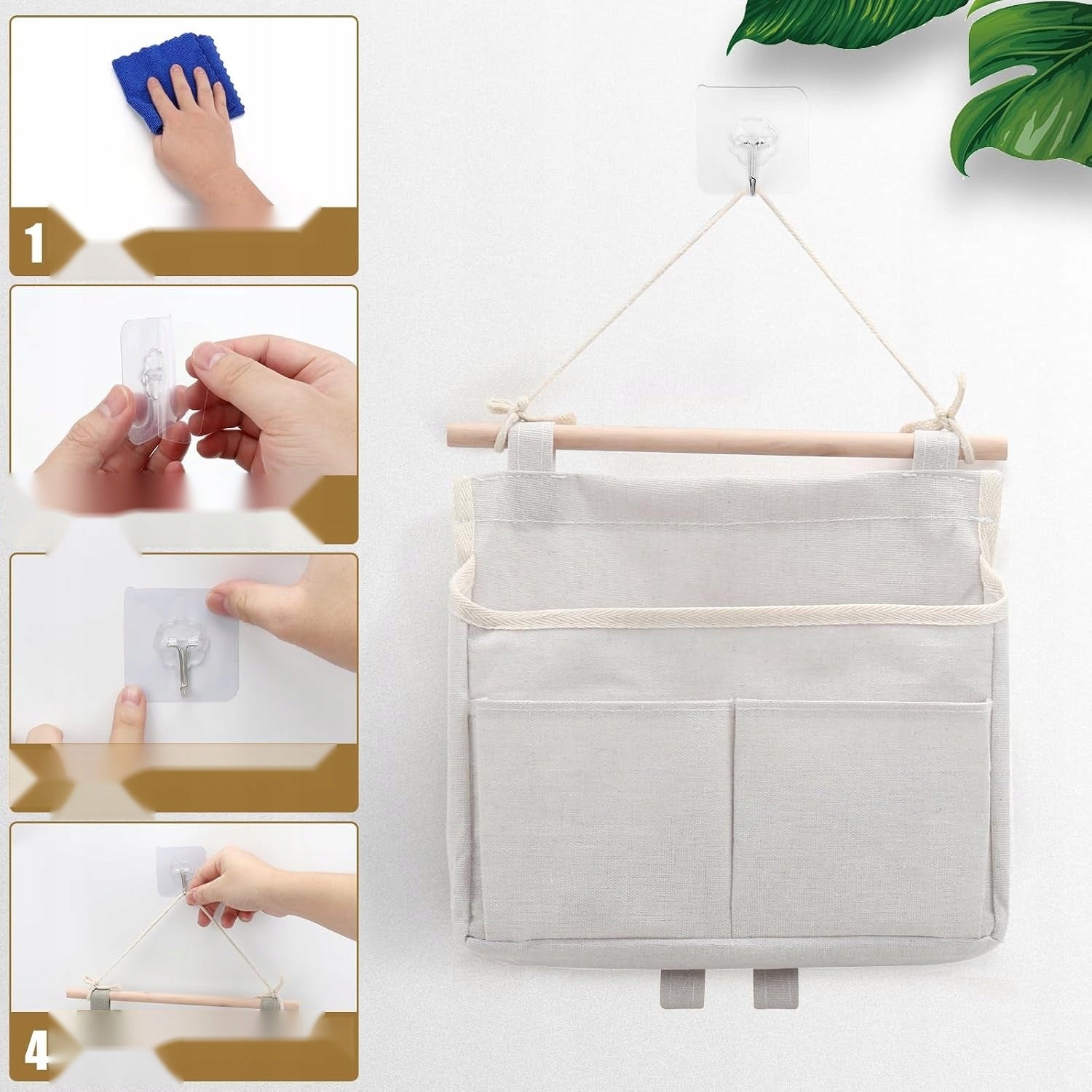 ORGANIZER 3 PIECES HANGING WALL STORAGE POUCH BAG COTTON Manufacturer code 5908140255654