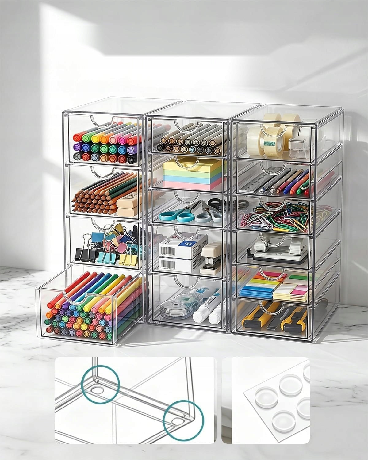 ORGANIZER ACRYLIC DRAWER CONTAINER SET TRANSPARENT FOR DESK Manufacturer code 5908107636557