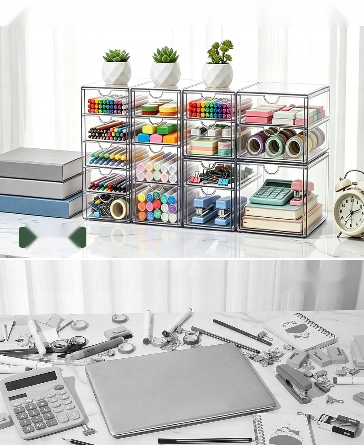 ORGANIZER ACRYLIC DRAWER CONTAINER SET TRANSPARENT FOR DESK Reinforcement type no reinforcement