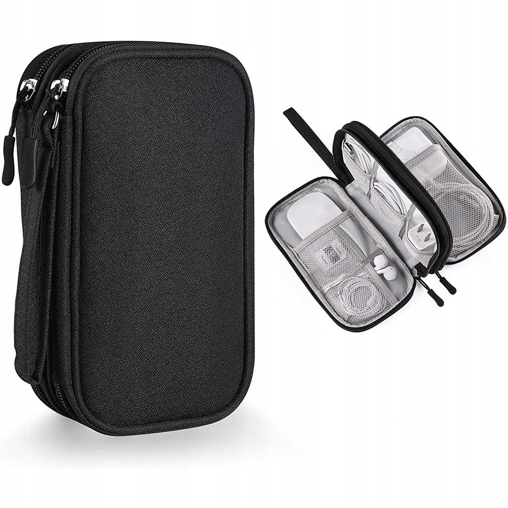ORGANIZER BLACK TRAVEL USB CHARGER CABLE CASE FOR LOCK Double Brand no brand