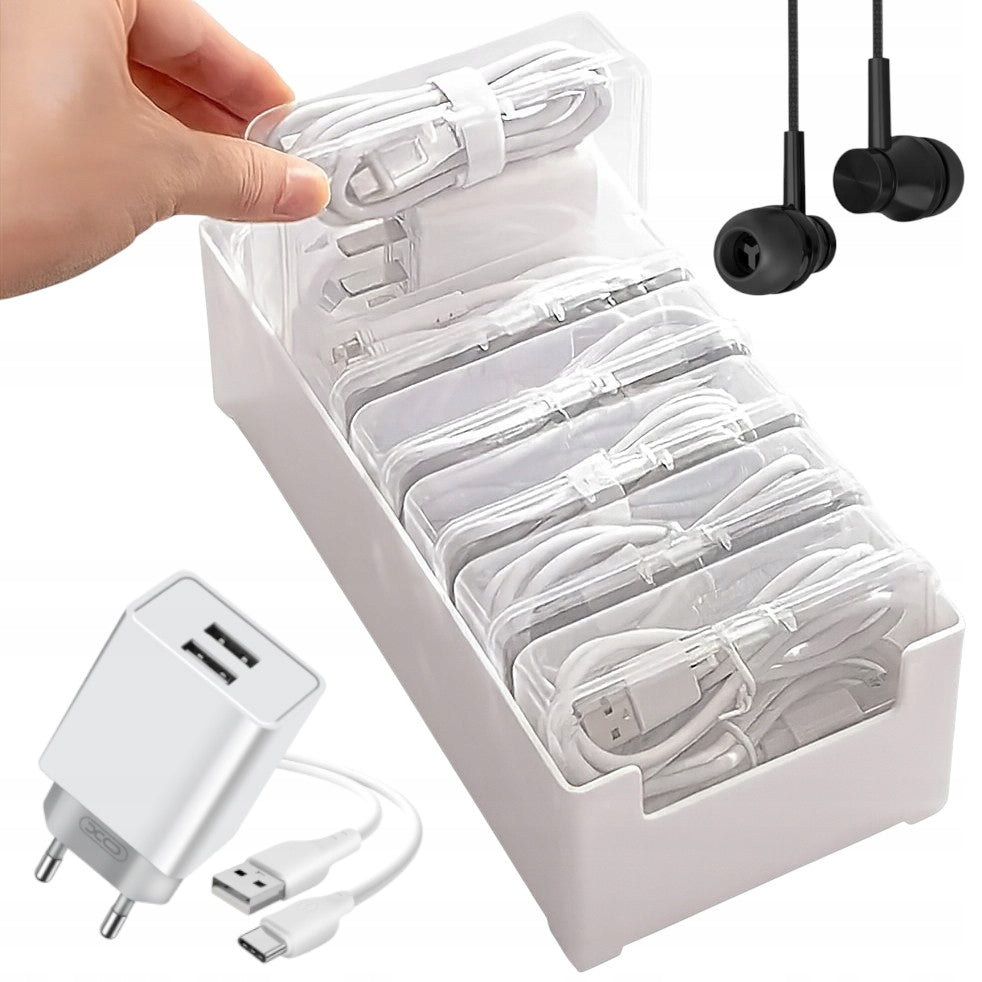 ORGANIZER BOX CHARGER CONTAINER BATTERIES HEADPHONES CABLES WIRES