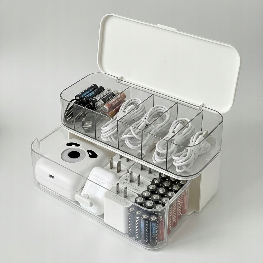 ORGANIZER BOX CHARGER CONTAINER BATTERIES HEADPHONES WIRES CABLES Manufacturer code ID 861