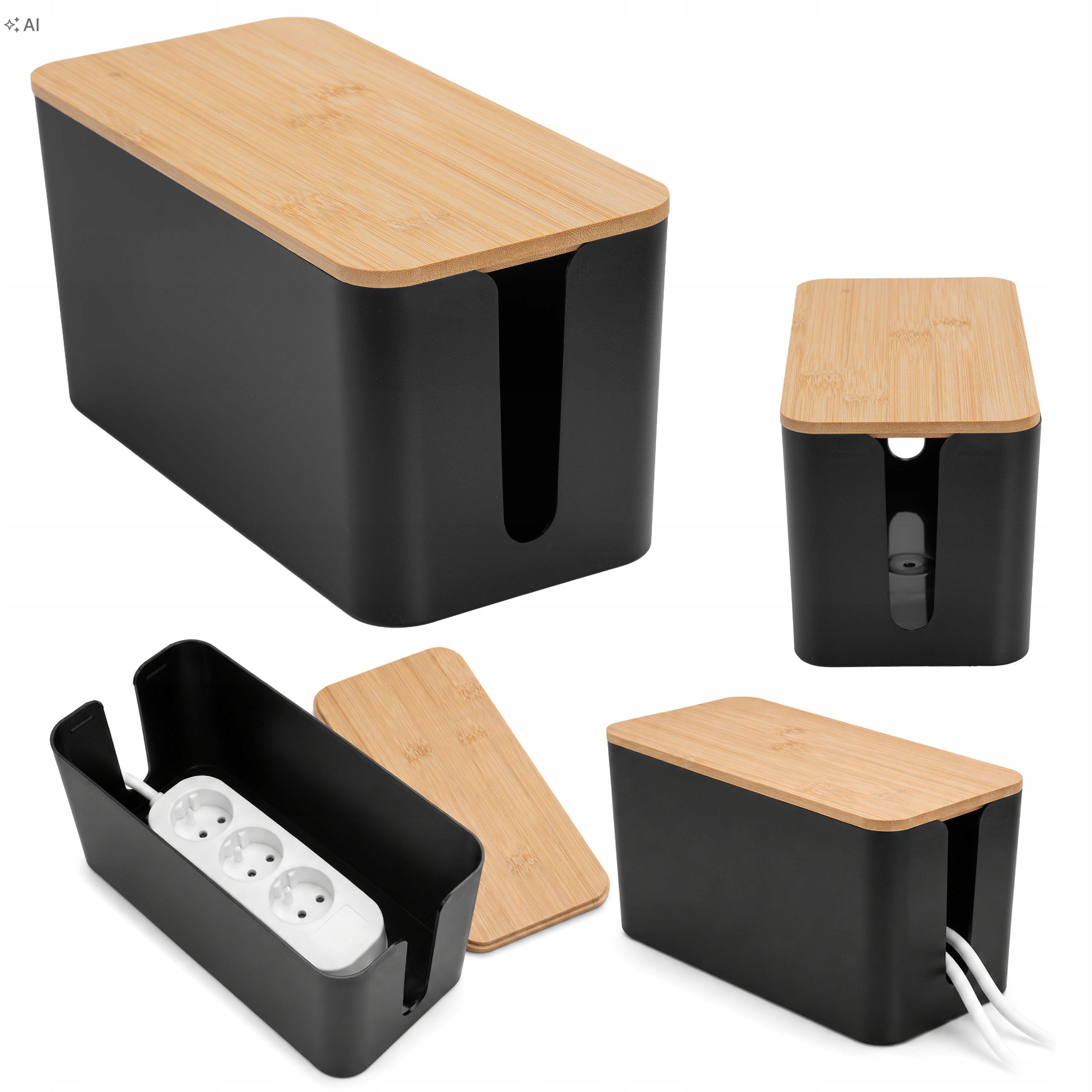 ORGANIZER CABLE BOX WIRES CHARGER WOOD WITH LID LOCKABLE