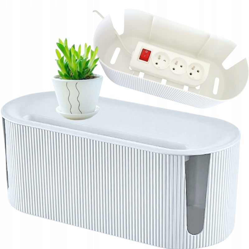 ORGANIZER CONTAINER GRILLE FOR CABLES CHARGER WIRES STRIP WHITE XL