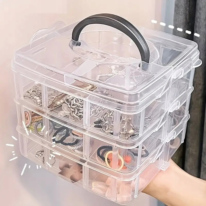 ORGANIZER CONTAINER WITH COMPARTMENTS FOR JEWELRY BUTTONS SCREWS TRINKETS 3P Packaging status original