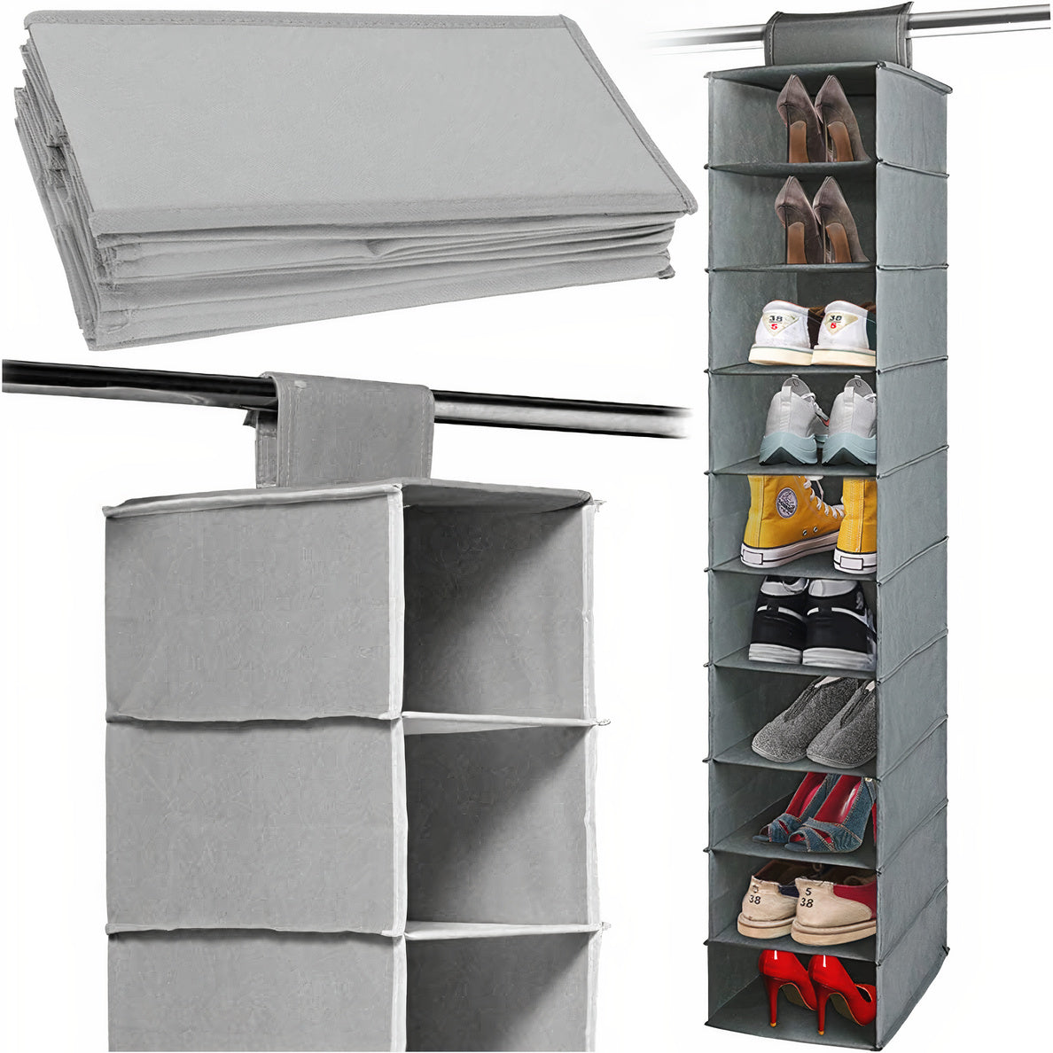 ORGANIZER HANGING FOR CLOSET DOOR 10 SHELVES POCKETS TOY BASKET SHOES