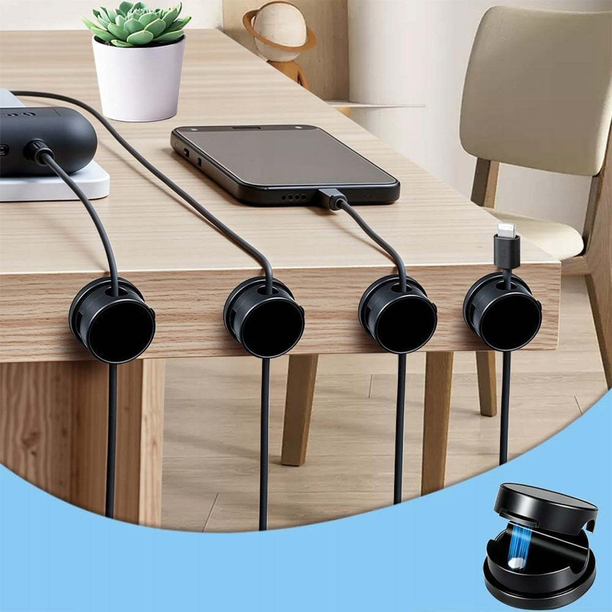 ORGANIZER HOLDER SELF ADHESIVE CLIP FOR WIRE CABLES USB MAGNET 6 PIECES EAN (GTIN) 8581709398886