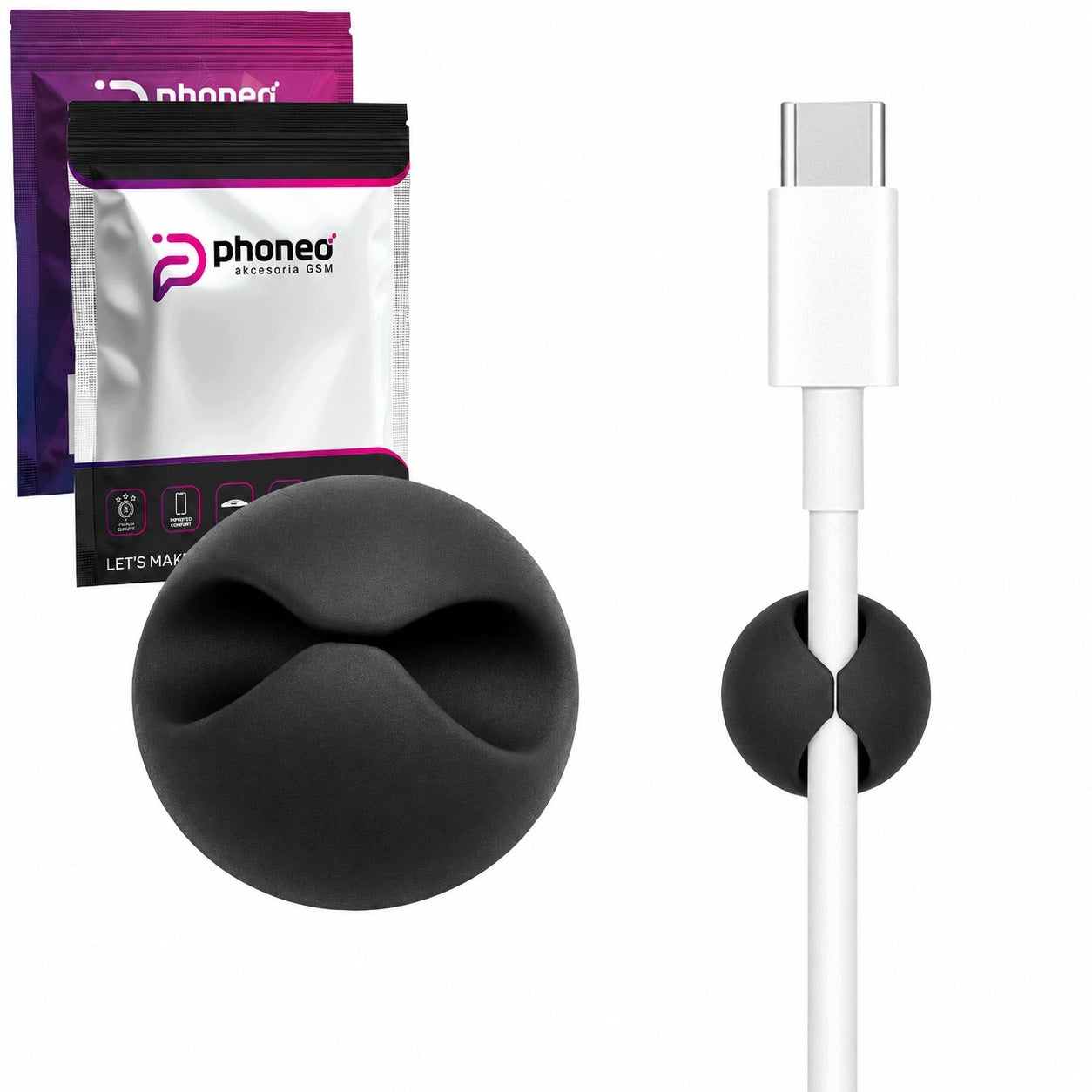 ORGANIZER Phoneo SELF-ADHESIVE CABLE HOLDER PENS KEYS BLACK