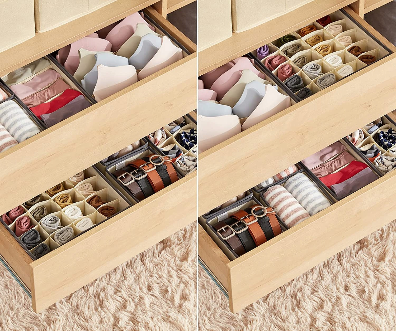 ORGANIZER SET OF 4 Pcs Underwear Clothes For Wardrobe Drawers COMPARTMENTS Number of pieces 4 pcs