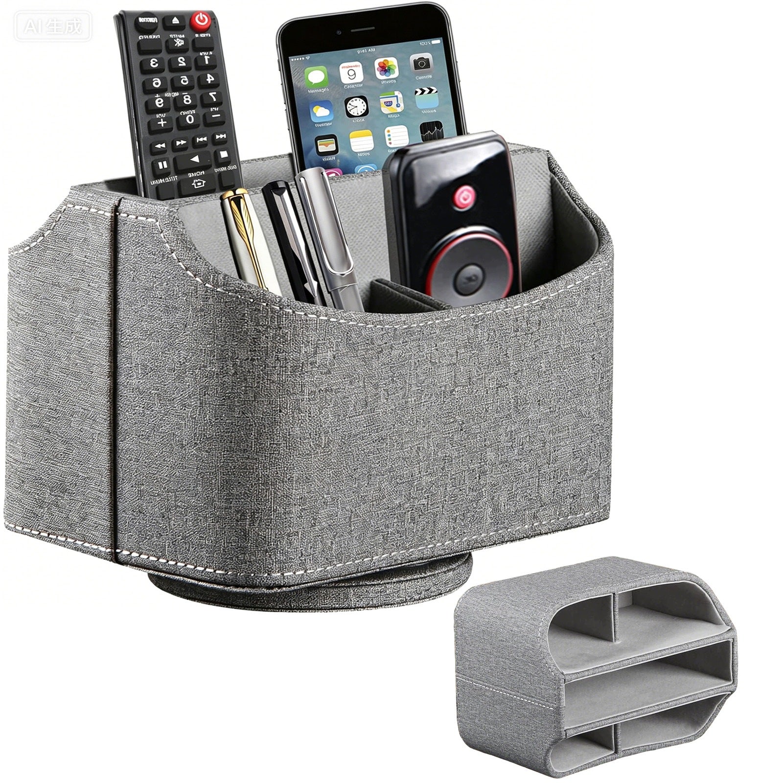 ORGANIZER STAND STORAGE FOR REMOTE CONTROLS – 360° ROTATION, GREY, FOR TV
