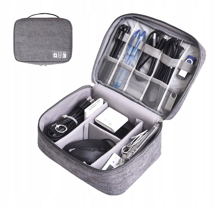 ORGANIZER TRAVEL BAG for Charger Cables Wires GREY HOLDER CASE Packaging status original