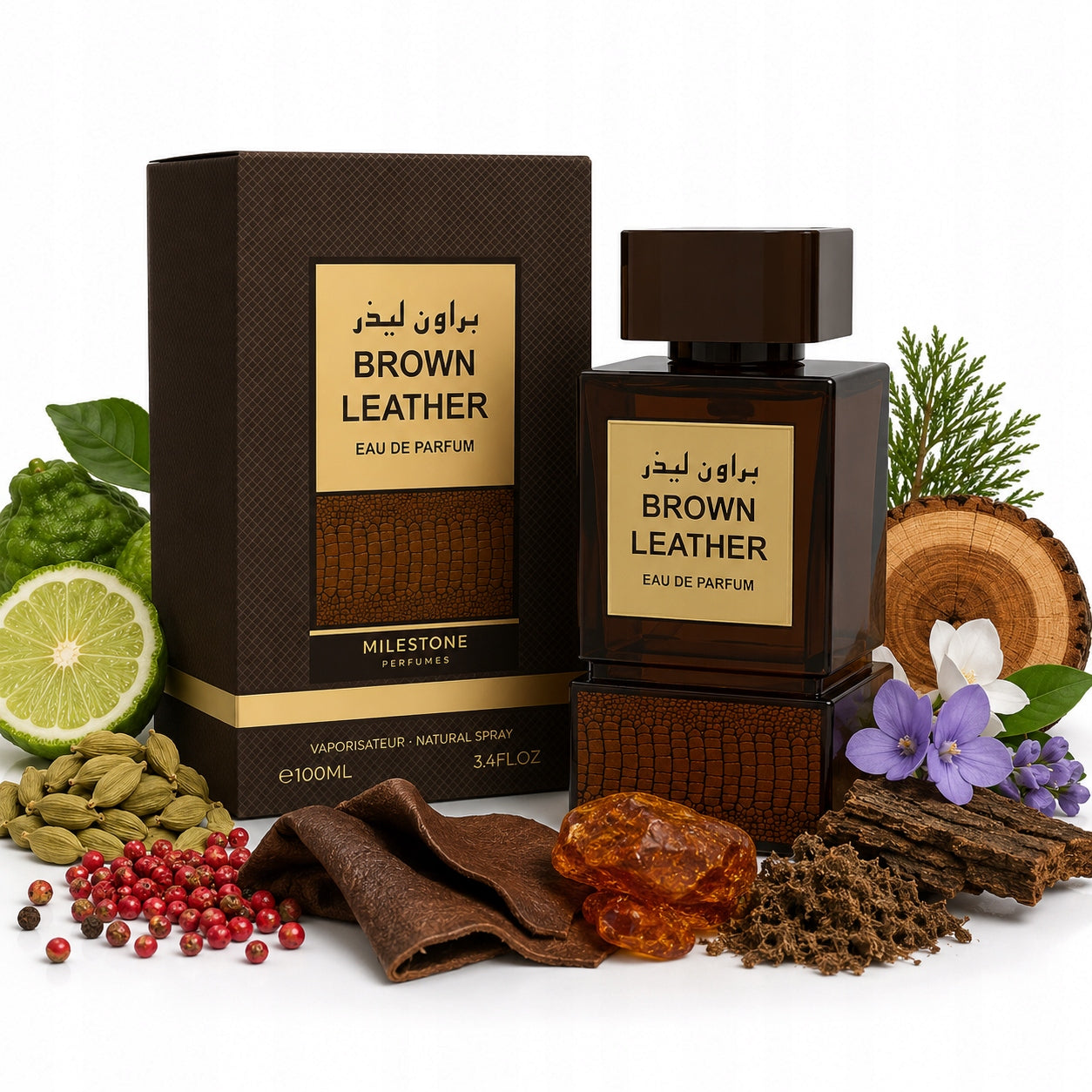 ORIGINAL Arabic Perfume Milestone BROWN LEATHER 100ml+FREEBIE!