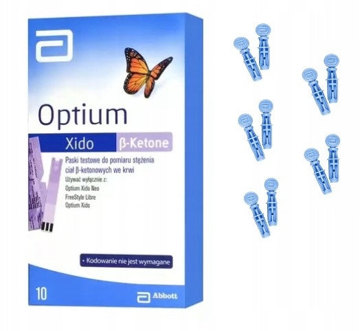 ORIGINAL Optium Xido strips for ketone bodies + LANCETS ABBOTT