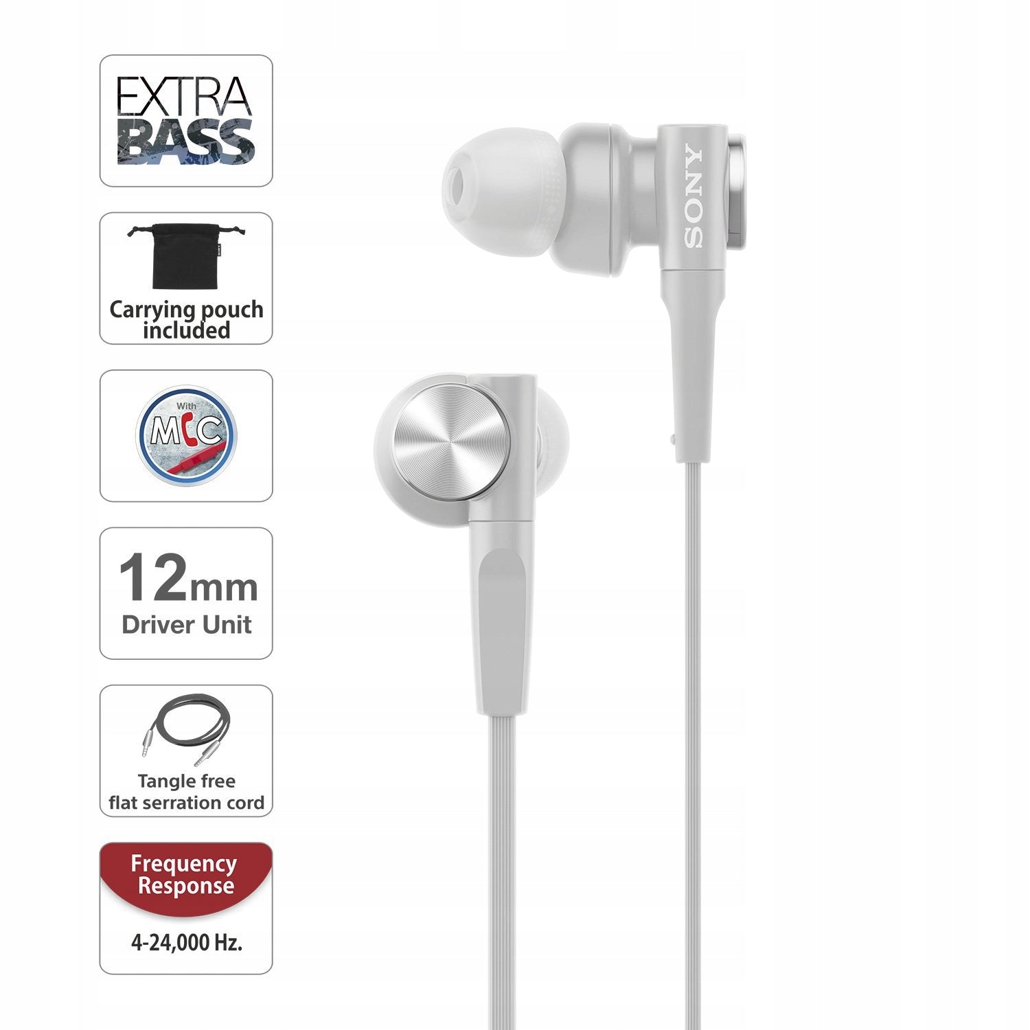 ORIGINAL SONY MDR-XB55AP EXTRA BASS WIRED HEADPHONES White Packaging status original