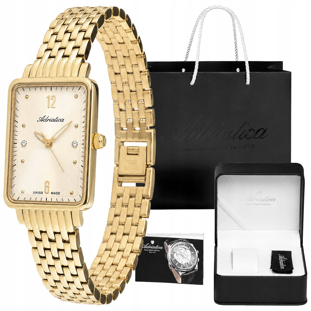 ORIGINAL Women's Watch ADRIATICA A3829.1171Q gold rhinestones