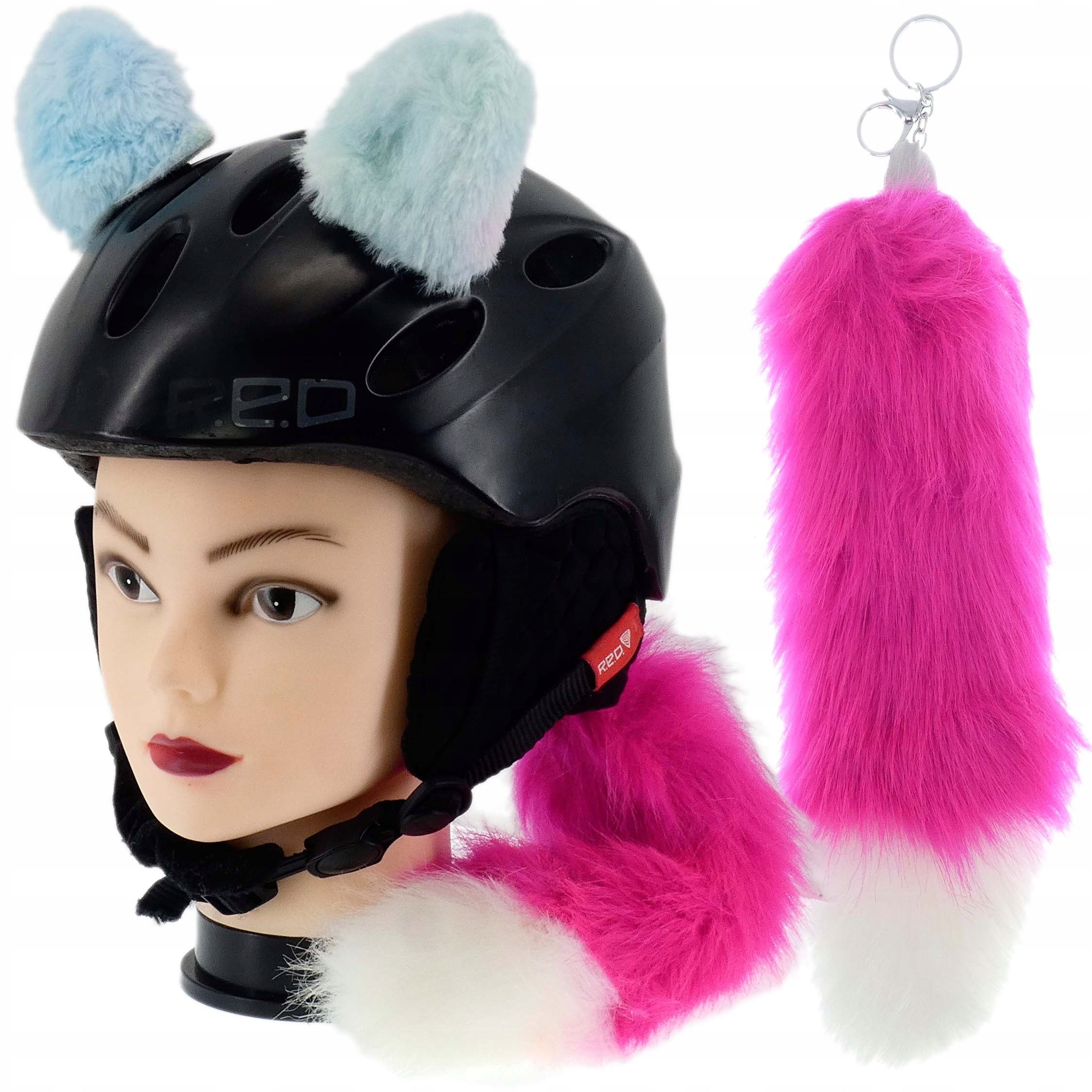 ORNAMENT FOR MOTORCYCLE SKI HELMET VELCRO EARS KITA GLOWING PINK