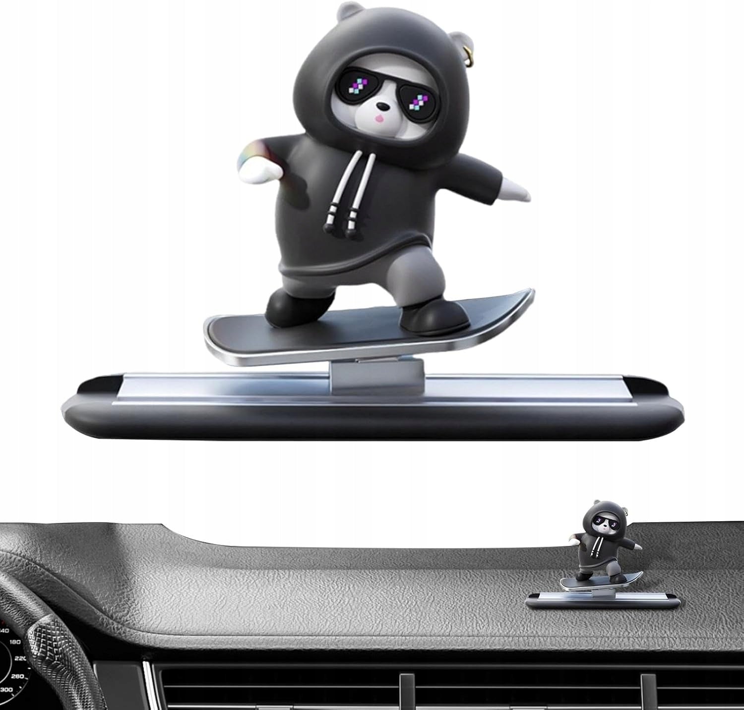 ORNAMENT FOR PANDA CAR ON SKATEBOARD BOARD BEAR SKATER FLOATING FIGURINE Manufacturer's catalog number MIŚ SKEJTER OZDOBA DO AUTA
