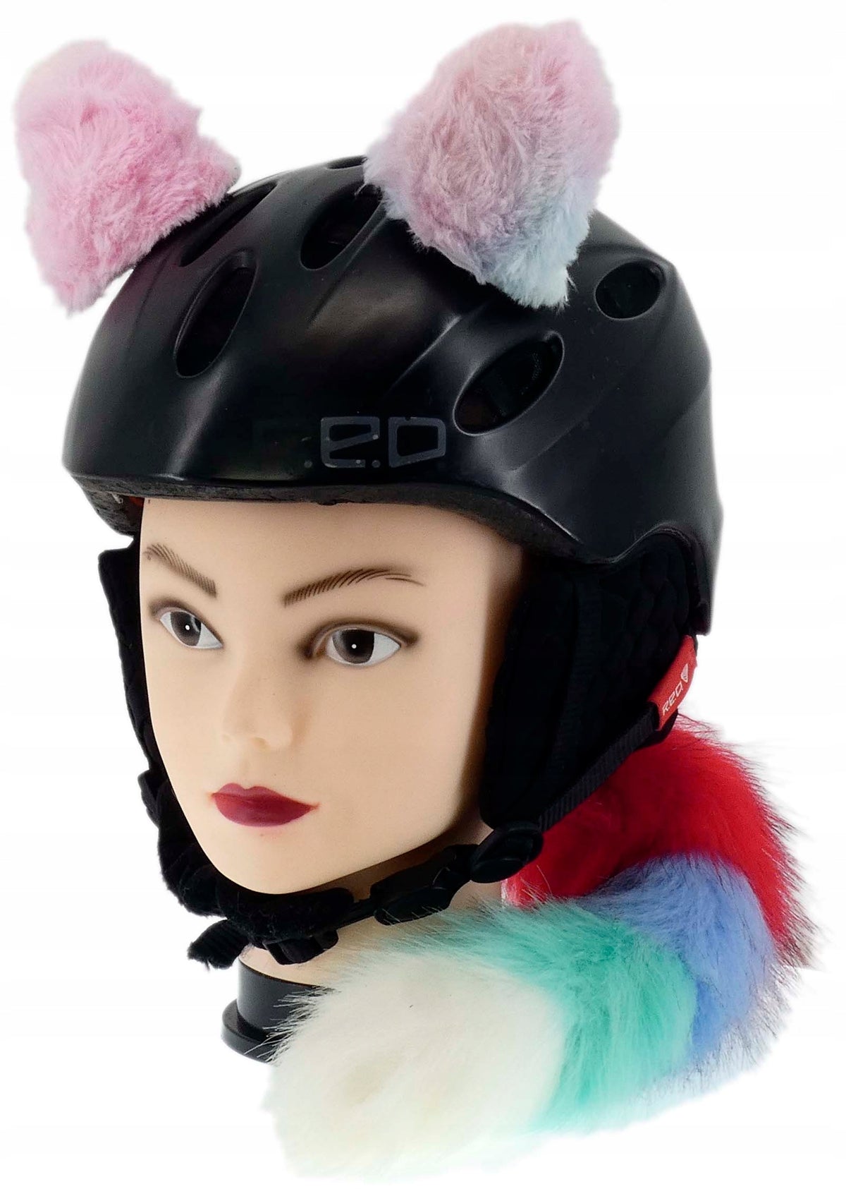 ORNAMENT FOR SKI HELMET VELCRO EARS PINK KITA GLOWING LED COLOR FUR Packaging status original