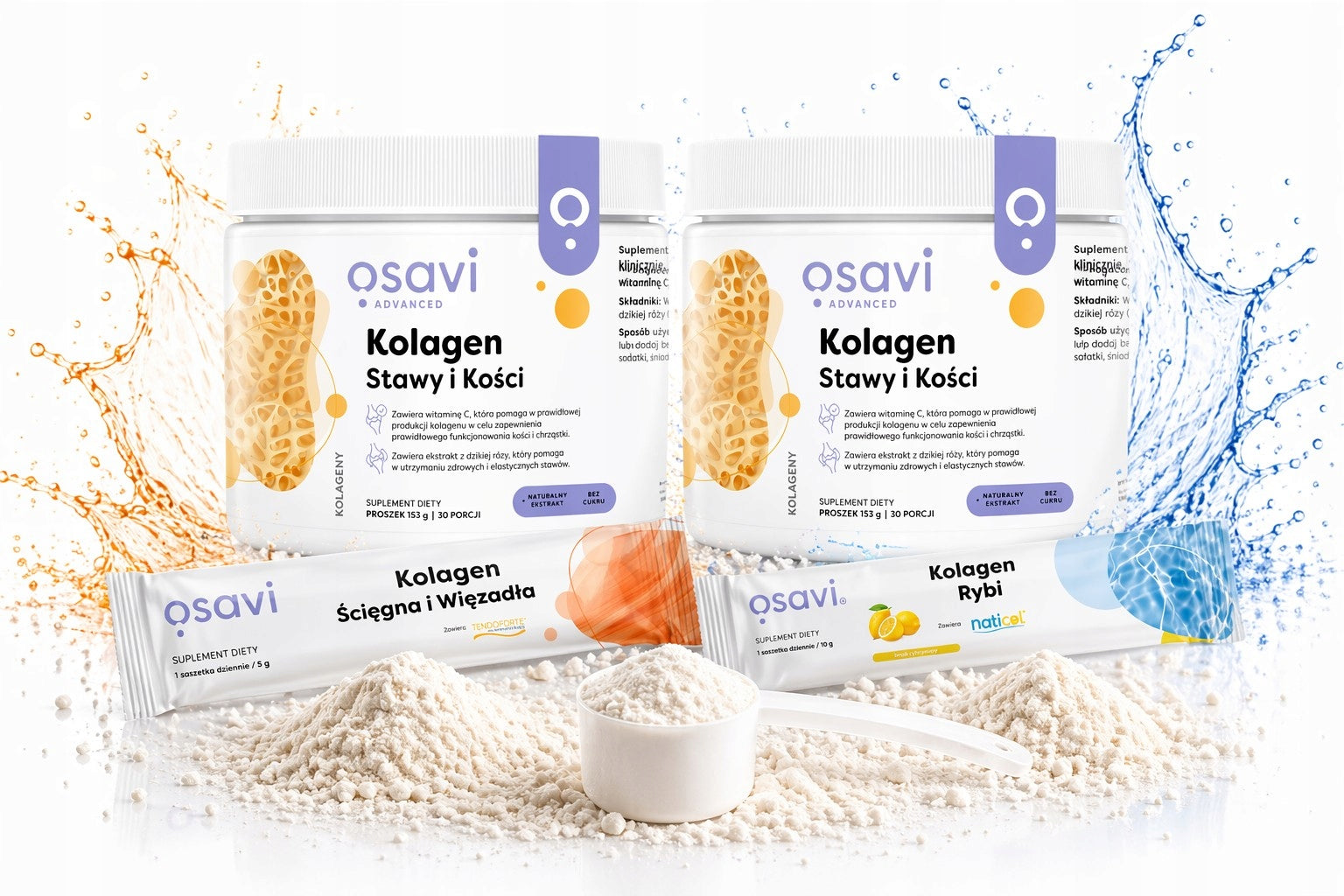 OSAVI COLLAGEN JOINTS AND BONES FORTIBONE 2x153G 60 SERVINGS POWDER VITAMIN C