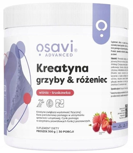 OSAVI Creatine Mushrooms & Rosemary Cherry Strawberry Powder 300 g
