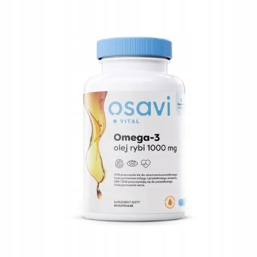 OSAVI Vital Omega-3 Fish Oil 1000 mg, for heart, vision and brain, 60 capsules