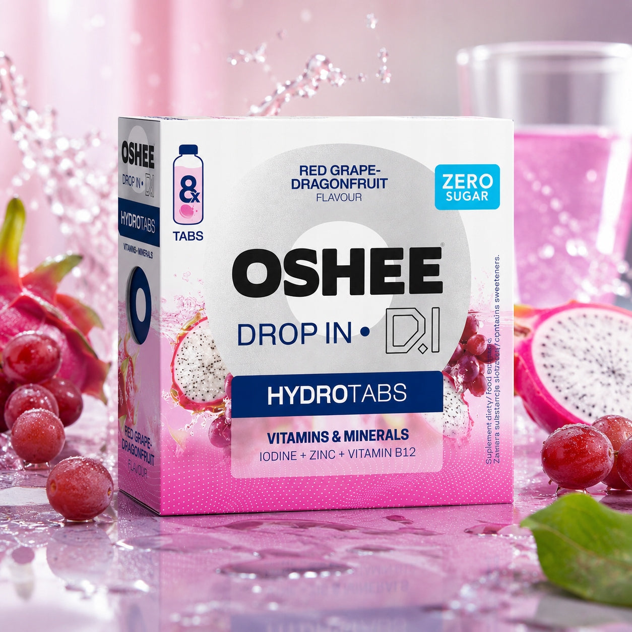 OSHEE Drop in Hydrotabs Vitamin Water Vitamins and Minerals 8 Tablets Manufacturer code OSHEE DI Hydrotabs Vitamin Water ZERO 8 tabs