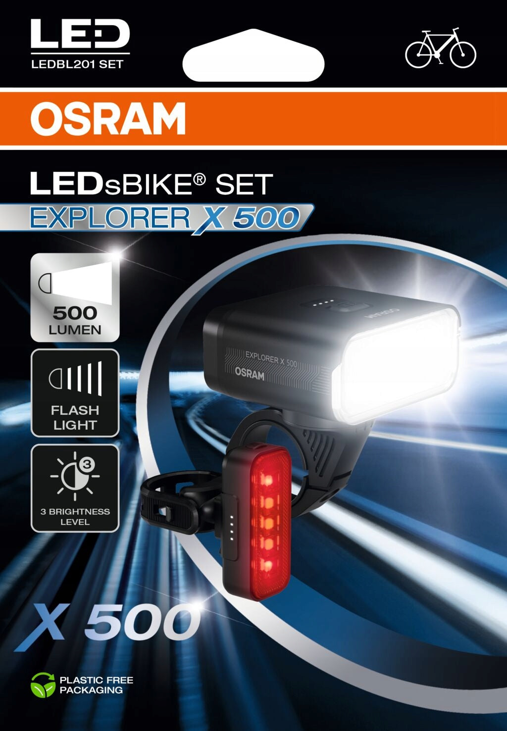 OSRAM LEDSBIKE EXPLORER 500 SET BIKE LIGHTS SET FRONT REAR USB-C LED