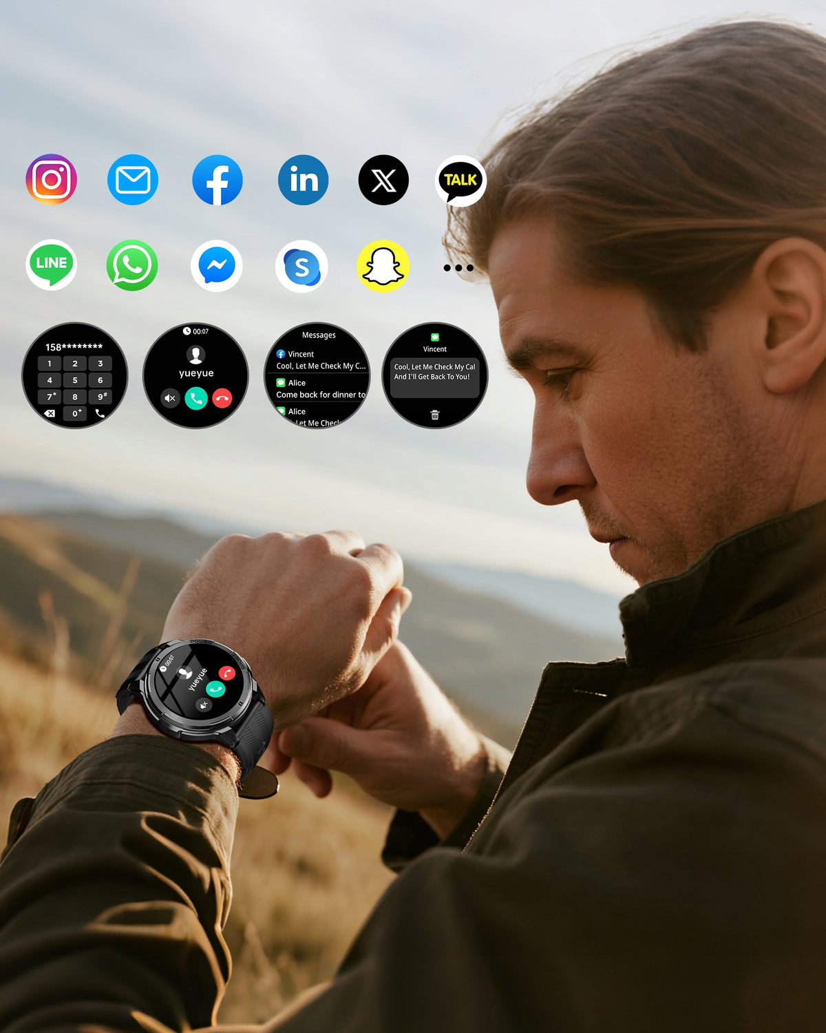 OUKITEL BT10 Smartwatch Czarny Pancerny Rozmowy 120+ Trybów Wodoodporny Brand OUKITEL