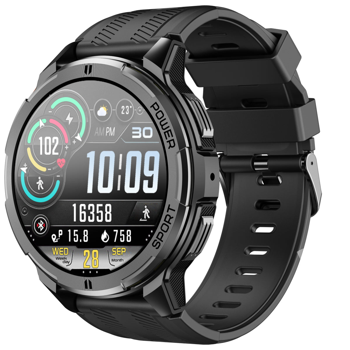 OUKITEL BT10 Smartwatch Czarny Pancerny Rozmowy 120+ Trybów Wodoodporny