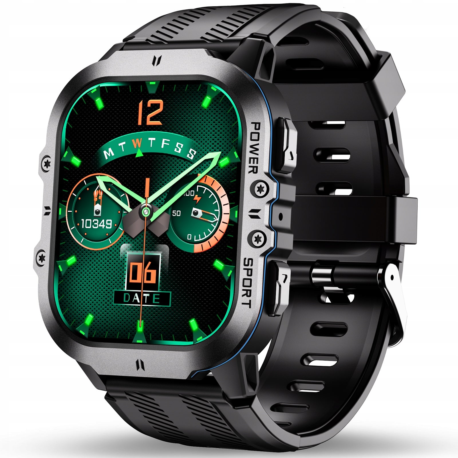 OUKITEL Military Rugged Smartwatch 5 ATM Waterproof 120 Sports Modes Blue