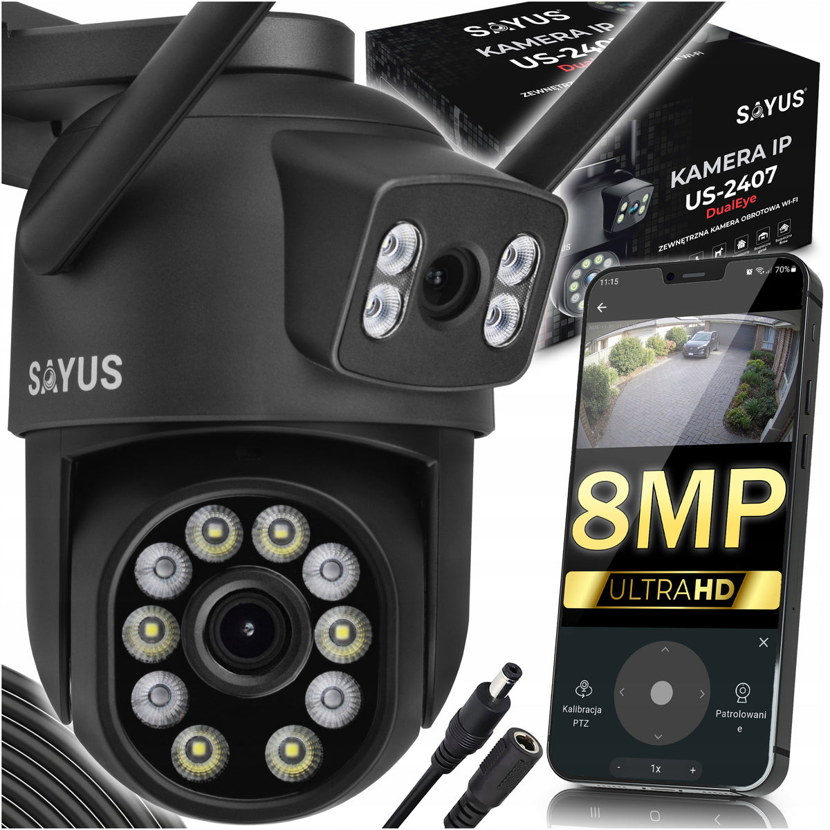 OUTDOOR CAMERA 2x8MPx ROTATING DUAL 5xZOOM ULTRA HD IP WIFI DETECTION