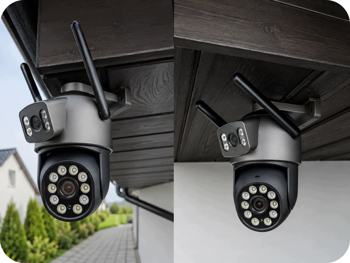 OUTDOOR CAMERA WIFI IP ROTATING DOUBLE 2 LENSES ZOOM DETECTION ALARM Packaging status original