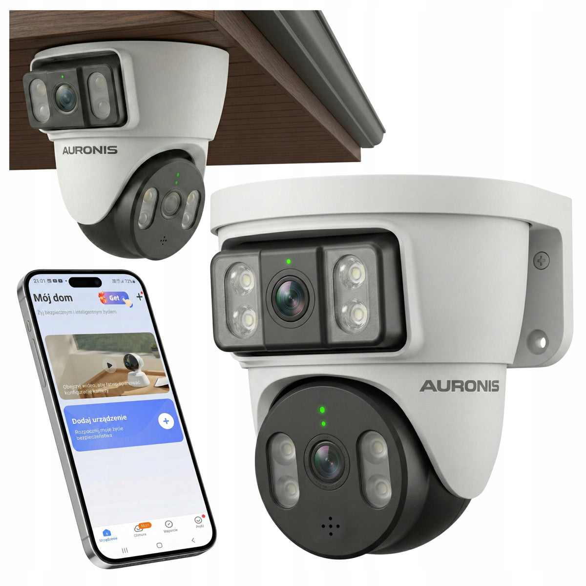 OUTDOOR CAMERA WIFI ROTATING DOUBLE 6MP DETECTION - 2 WAYS OF MOUNTING