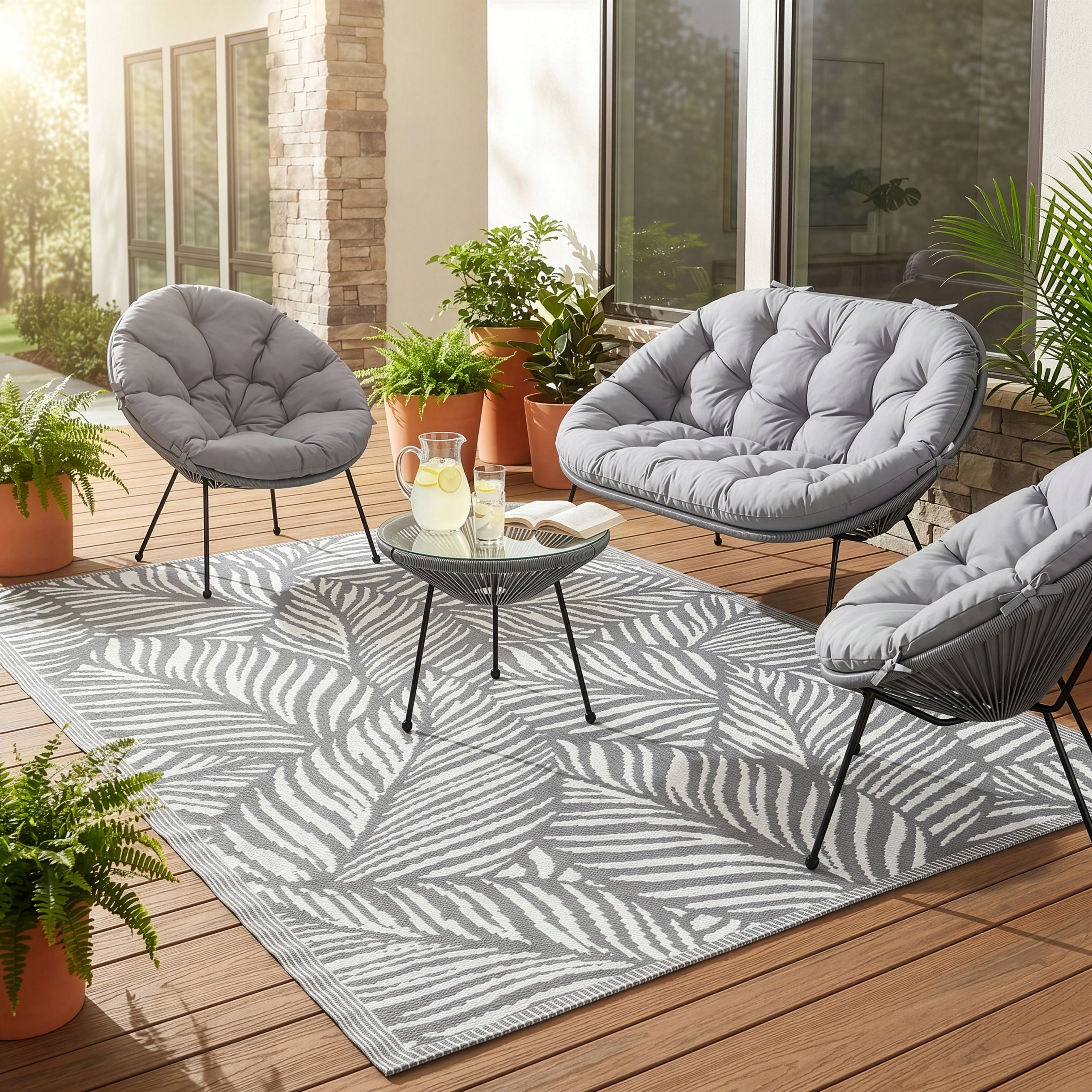 OUTDOOR CARPET 120x170 cm TERRACE WATERPROOF MAT FOR TERRACE BALCONY GARDEN Manufacturer code Dywan zewnętrzny Domarex Lagoon S.G - 39077