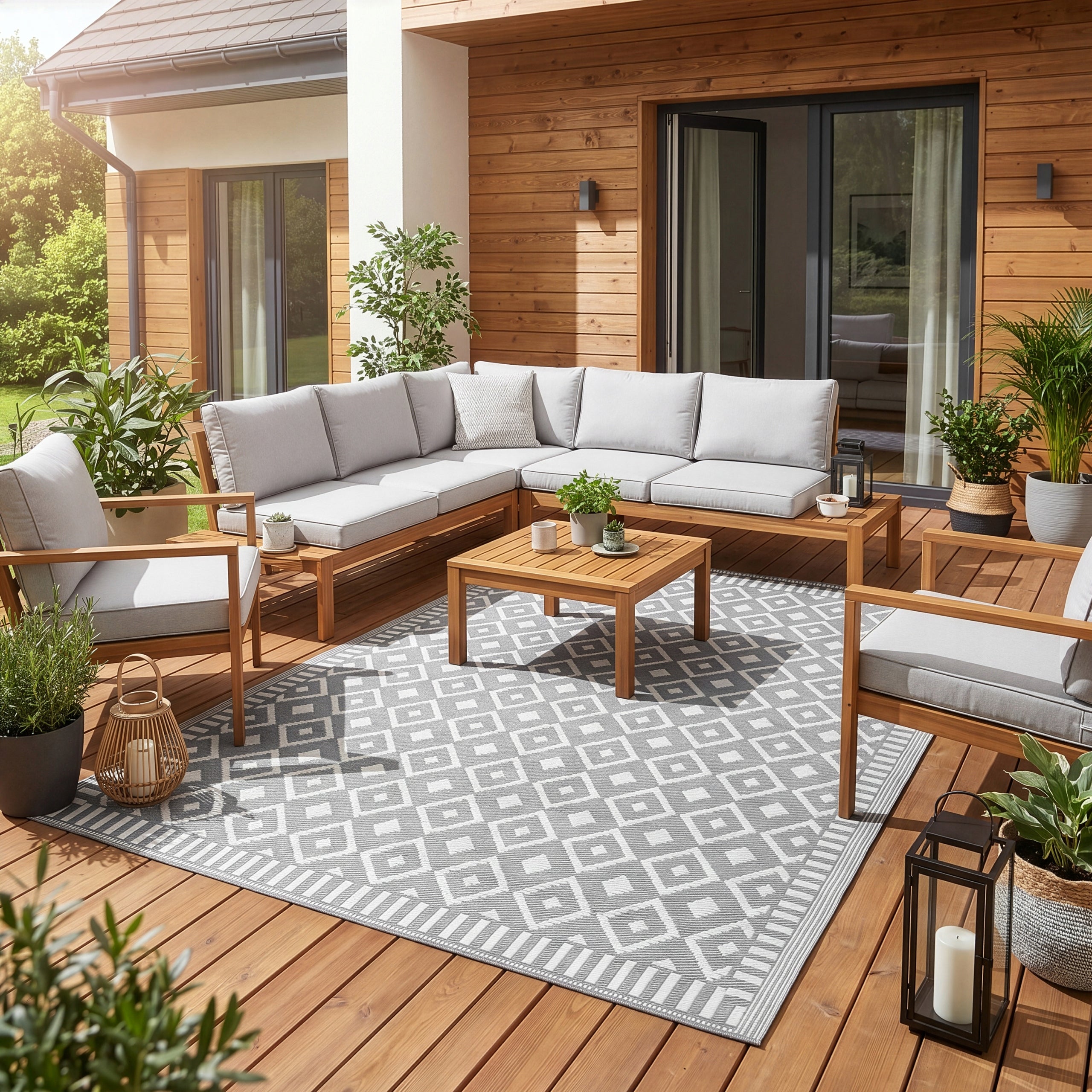 OUTDOOR CARPET 160x230 cm WATERPROOF TERRACE MAT FOR TERRACE BALCONY GARDEN Manufacturer code Dywan zewnętrzny Domarex Geo Dune - 39070