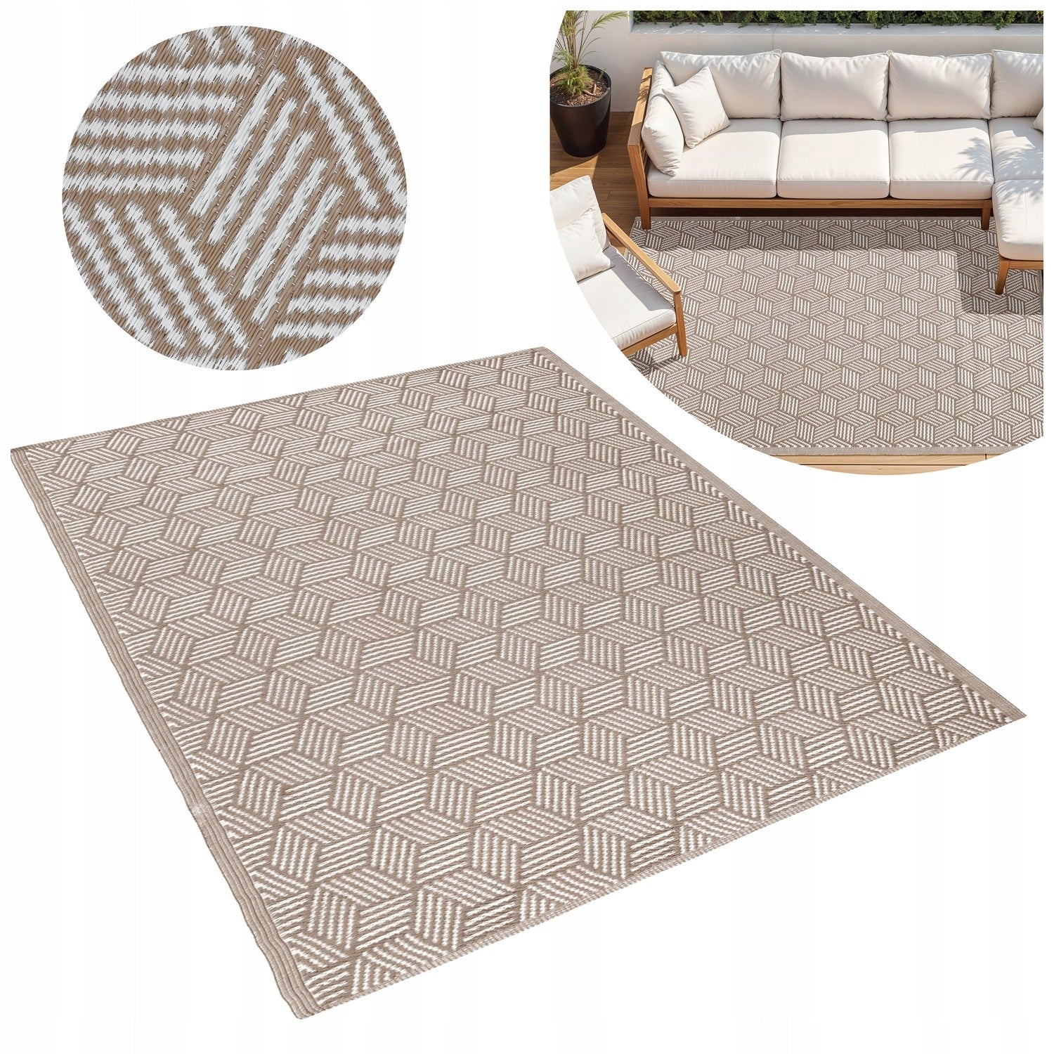 OUTDOOR CARPET 160x230 cm WATERPROOF TERRACE MAT FOR TERRACE BALCONY GARDEN