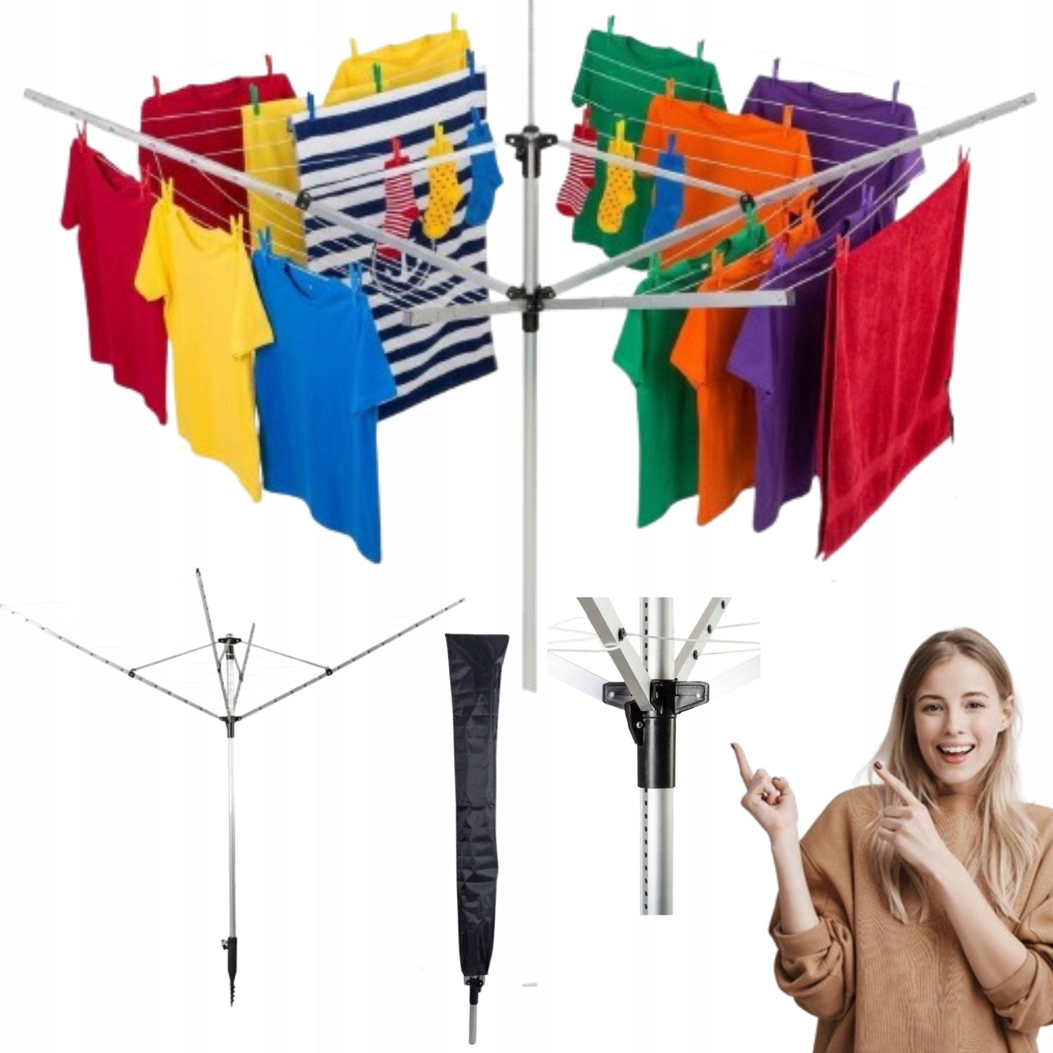 OUTDOOR GARDEN LAUNDRY DRYER LARGE XXL 60M ROTATING FOLDING