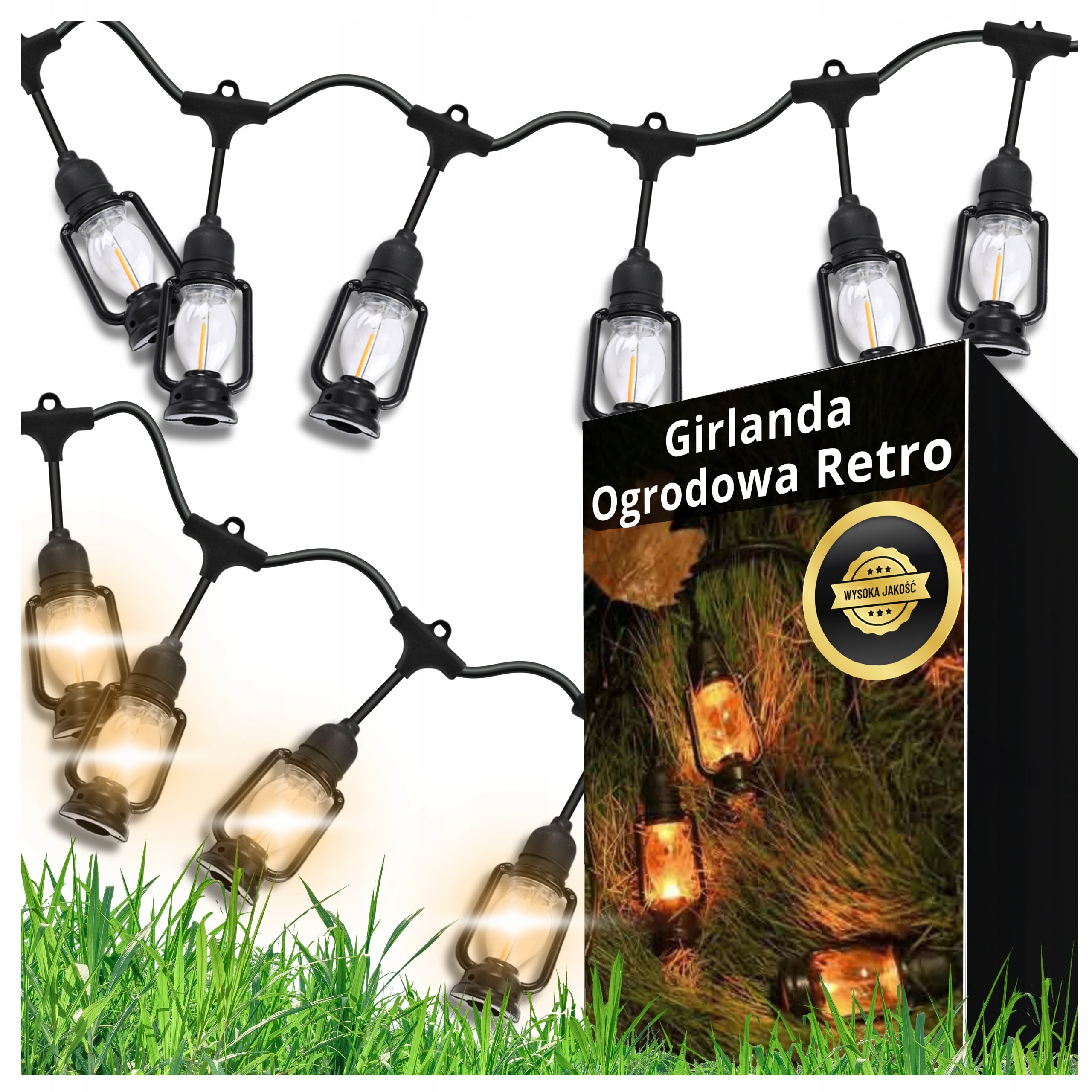 OUTDOOR GARDEN LIGHT GARLAND 10M BULBS 10 LED GARDEN LIGHTS