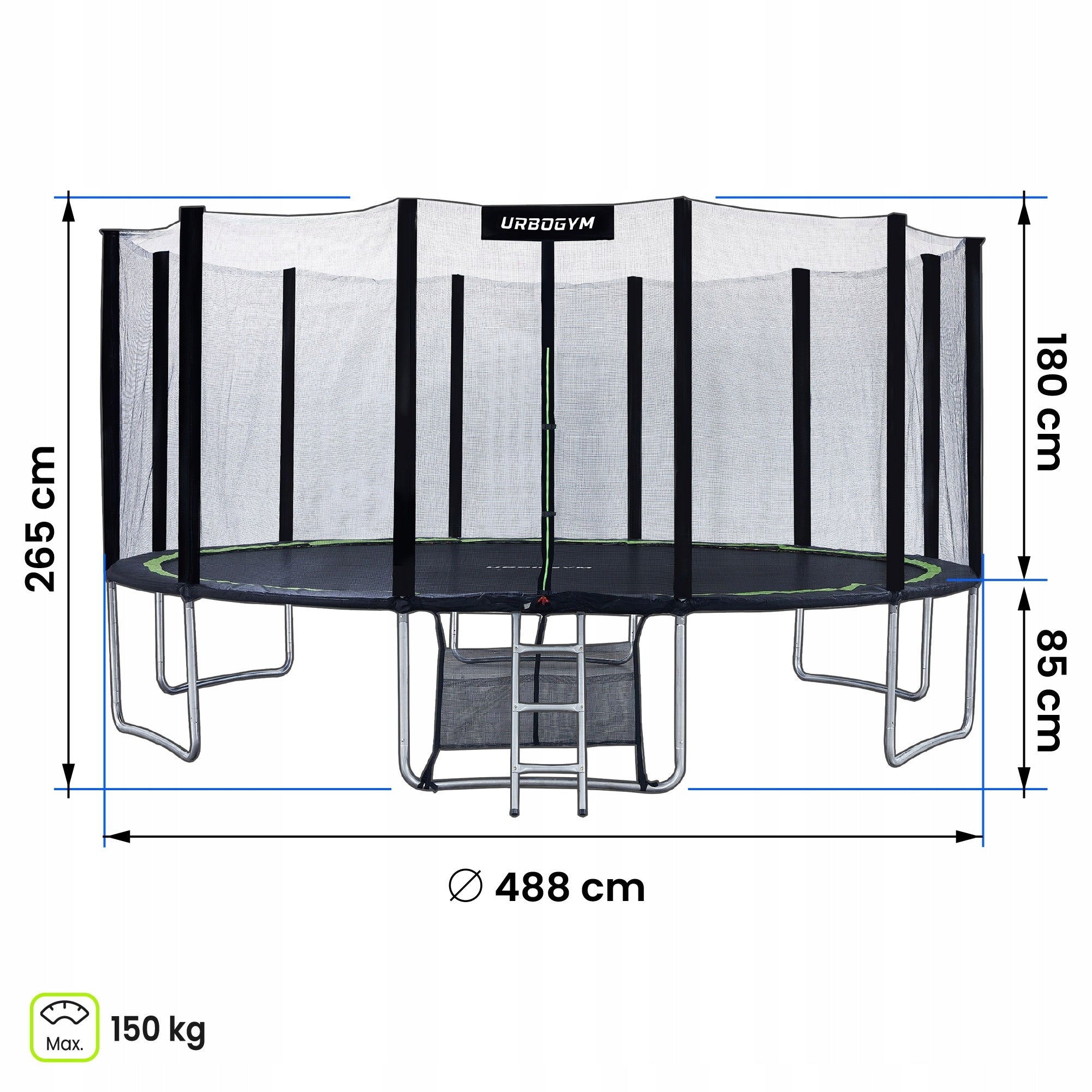 OUTDOOR GARDEN TRAMPOLINE WITH OUTDOOR MESH FOR KIDS GARDEN 16 FT 488CM Packaging status original
