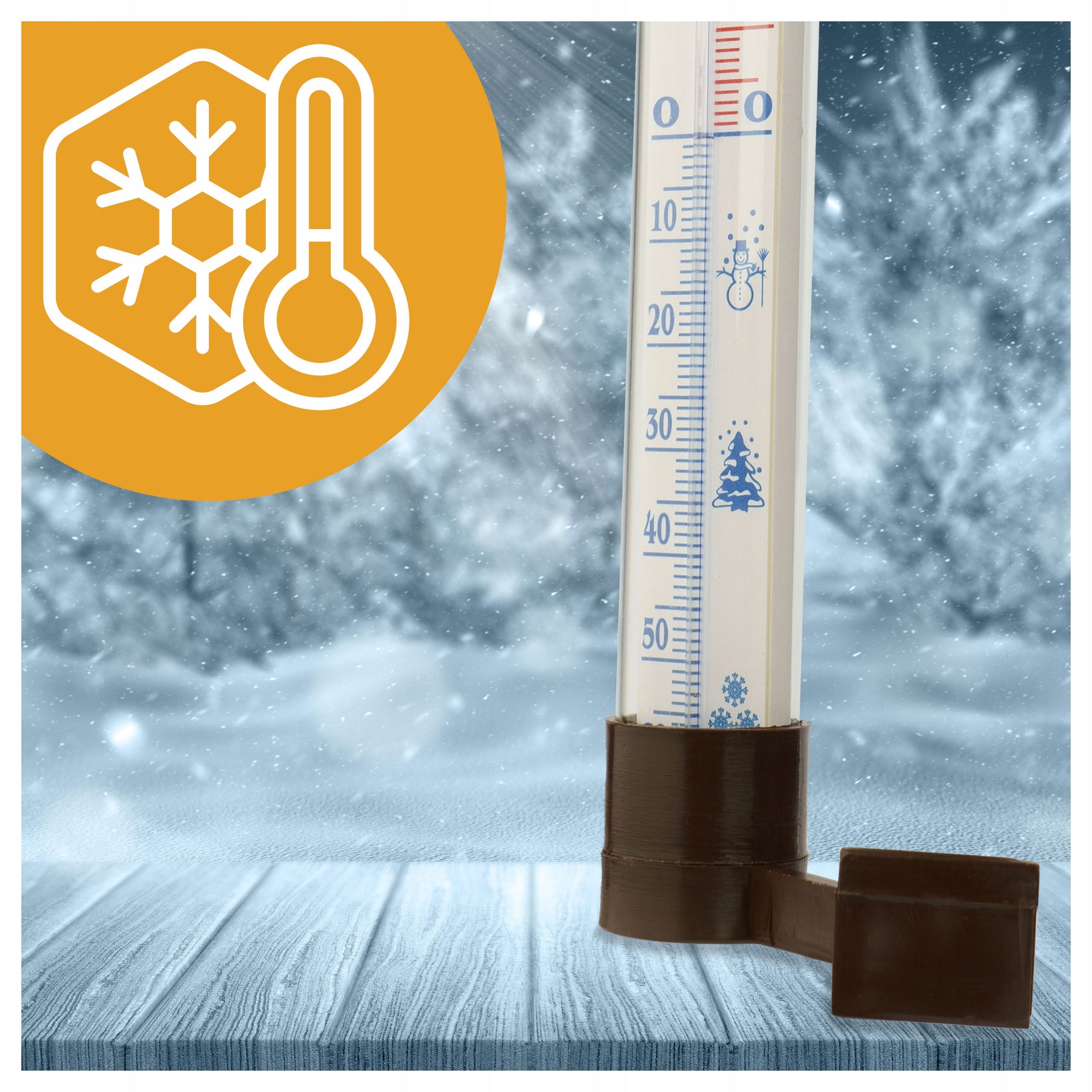 OUTDOOR INDOOR WINDOW THERMOMETER FOR BALCONY WINDOW BROWN MEDIUM Material glass synthetic material