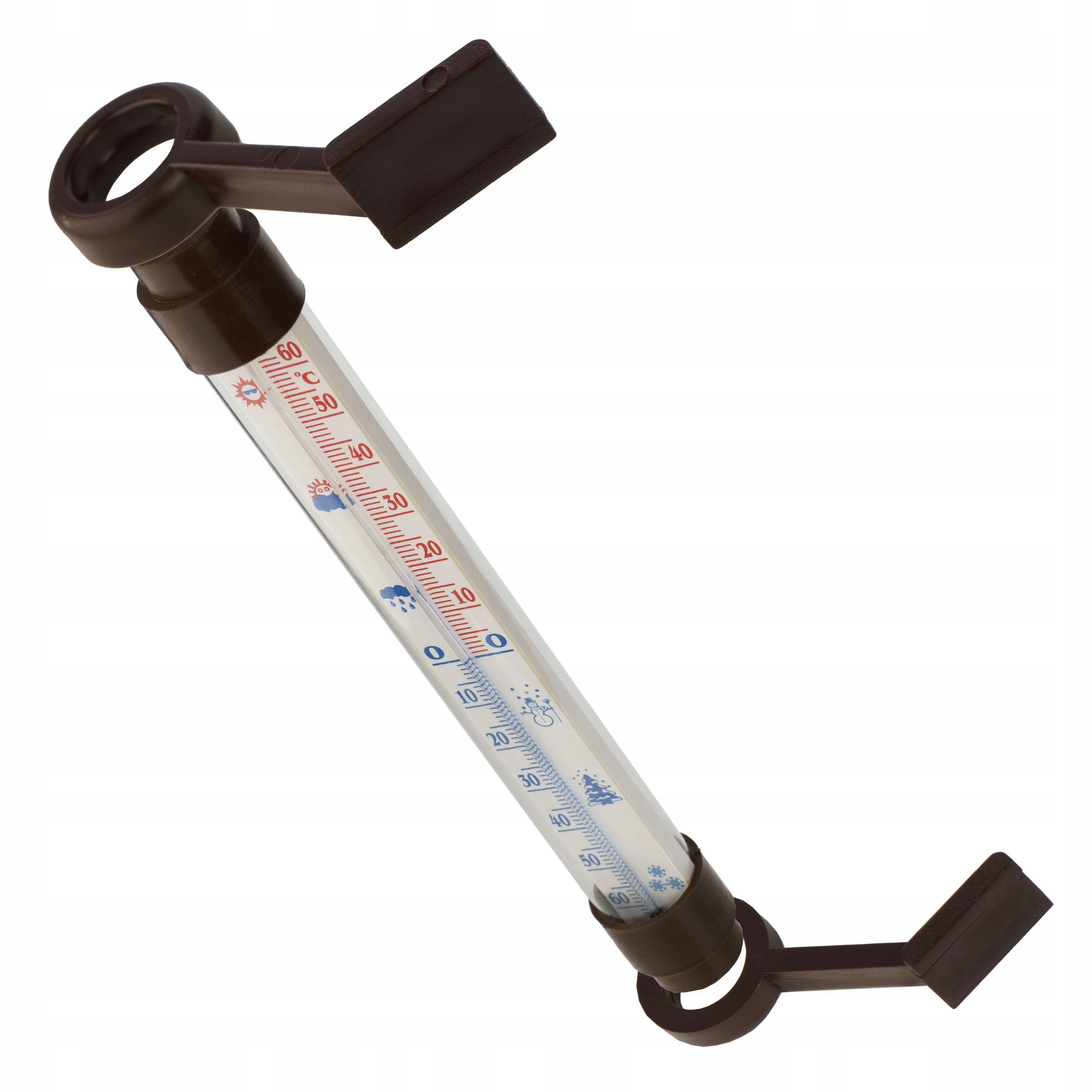 OUTDOOR INDOOR WINDOW THERMOMETER FOR BALCONY WINDOW BROWN MEDIUM Model Termometr zaokienny średni 26x240mm brązowy