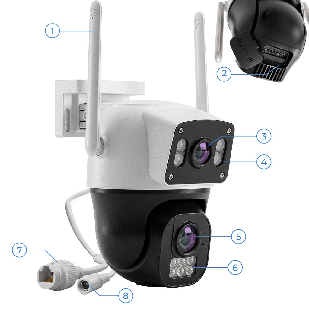 OUTDOOR IP CAMERA WiFi 2x5MPx Rotating Dual Detection Alarm NETBERG Packaging status original