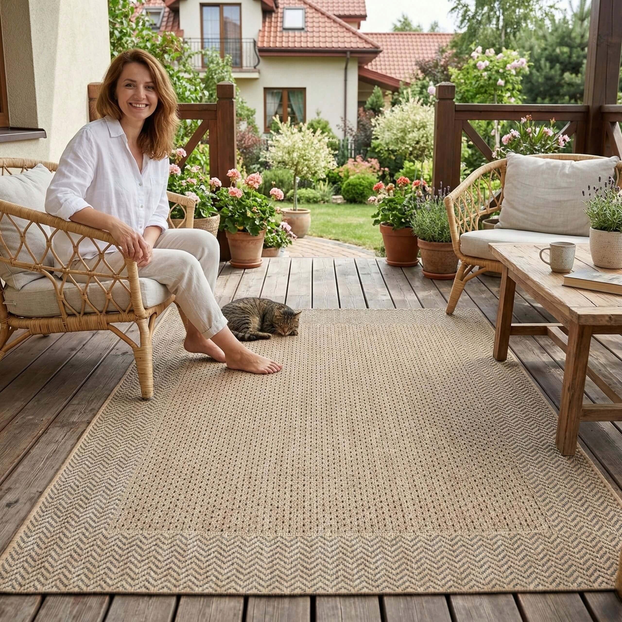 OUTDOOR PATIO RUG 120X160 WATERPROOF GARDEN FOR TERRACE BALCONY MAT Packaging status original