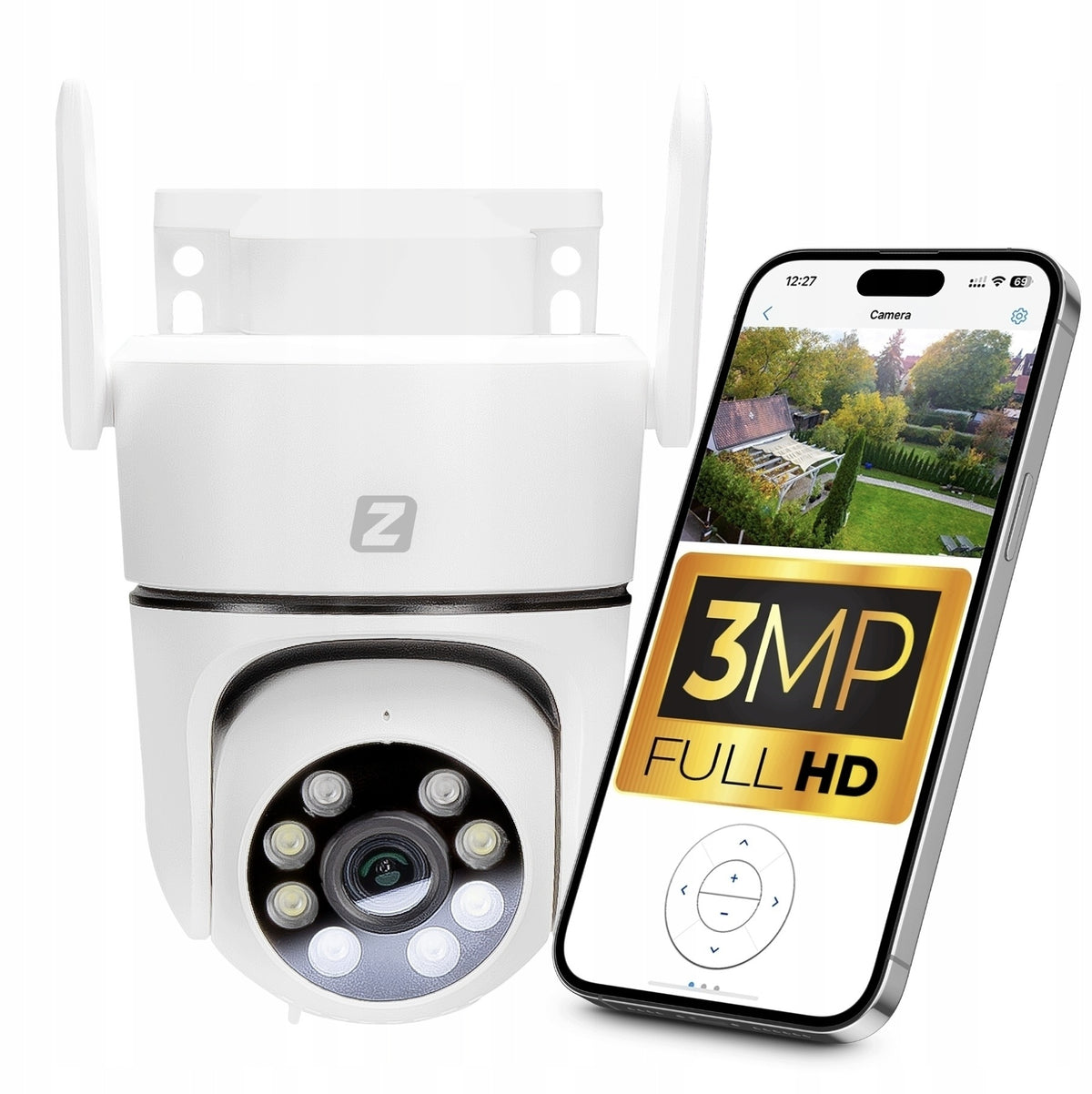 OUTDOOR ROTATING CAMERA IP WiFi 3MPx 4xZOOM App, Detection
