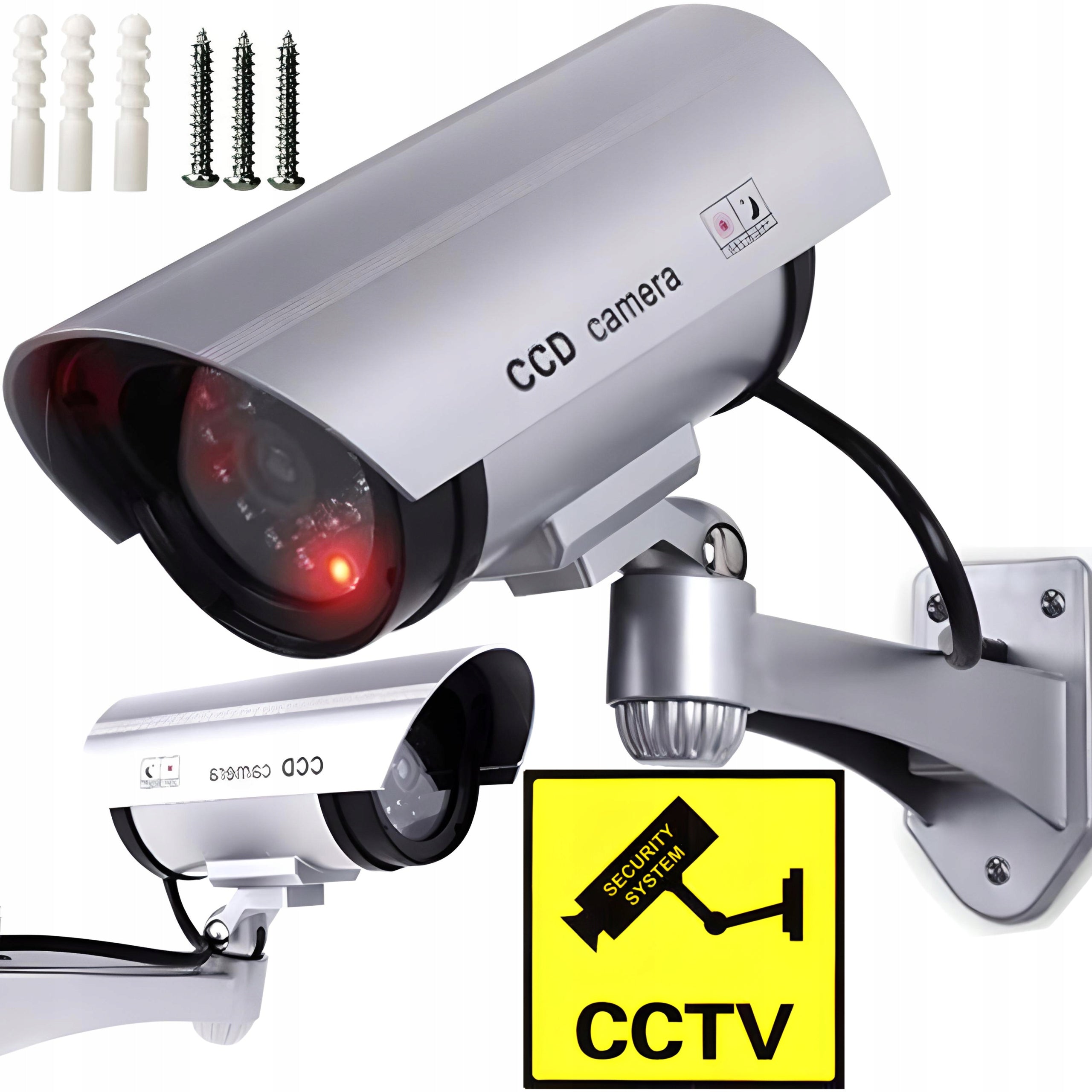 OUTDOOR WALL DUMMY CAMERA WITH FLASHING DIODE IR LED MONITORING + PEGS Packaging status original