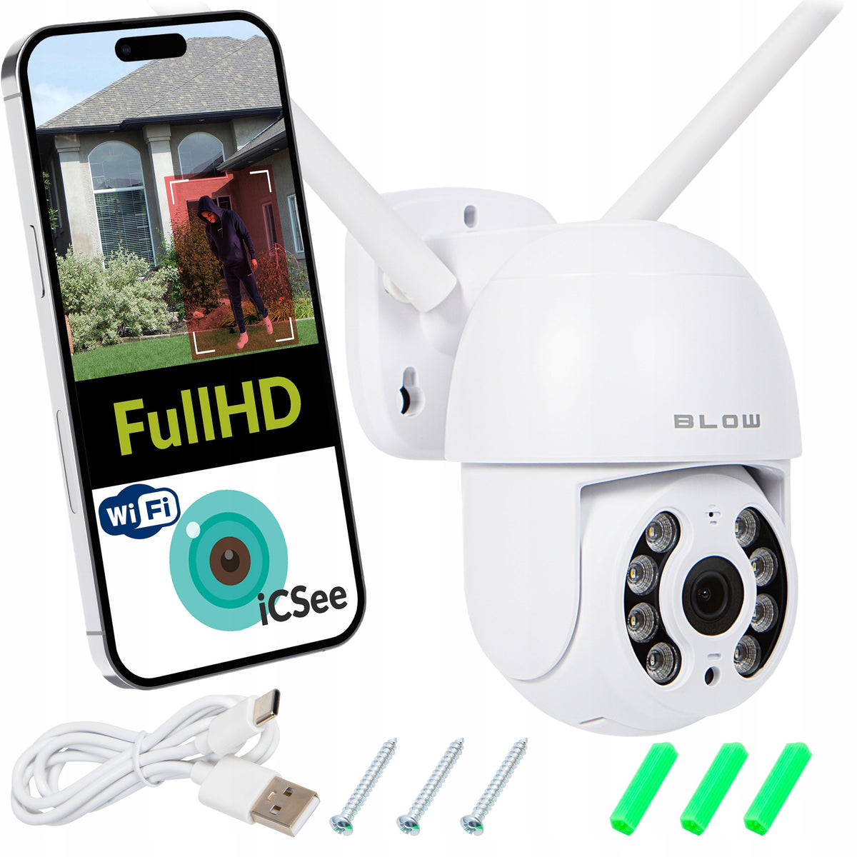 OUTDOOR WIFI CAMERA 2MP ROTATING IP FULL HD ZOOM SMART MOTION SENSOR