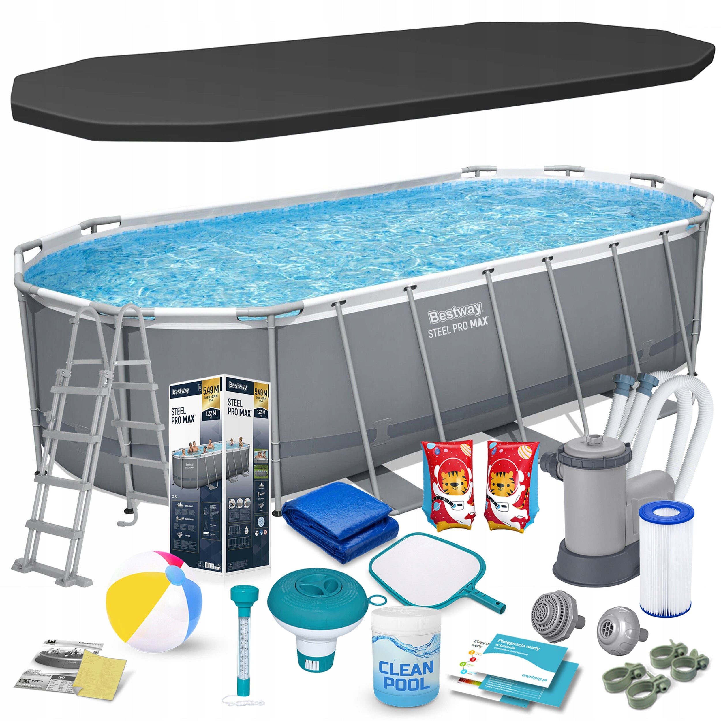 OVAL GARDEN FRAME POOL 549x274x122 cm BESTWAY SET 18in1