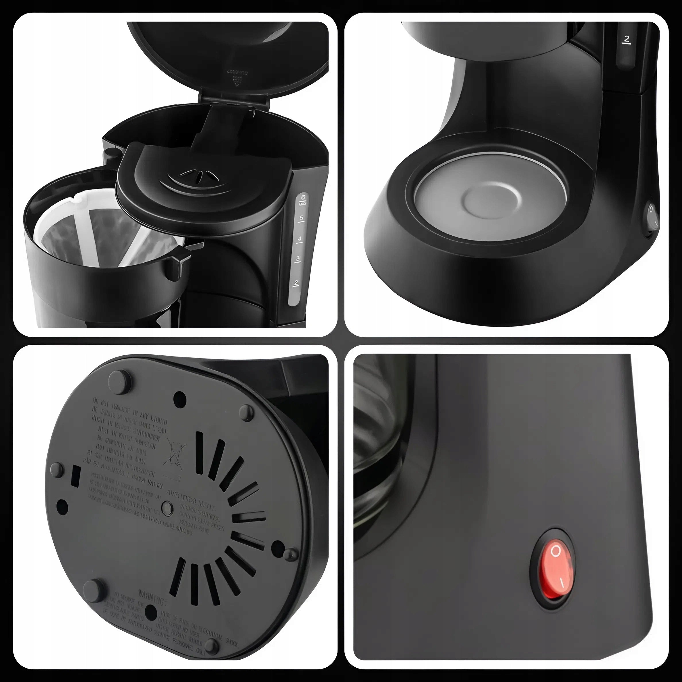 OVERFLOW COFFEE MAKER BLACK GLASS JUG 600ML COMPACT 600W Brand no brand